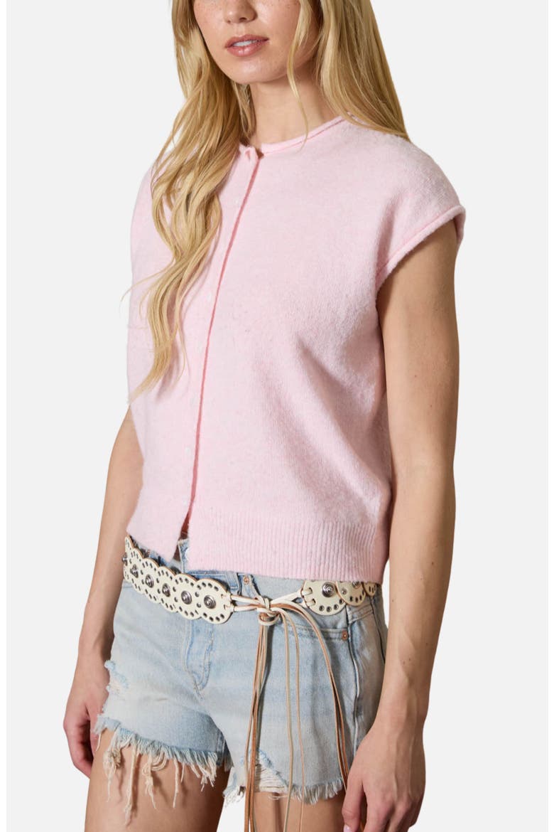Cap Sleeve Cardigan, Alternate, color, PINK