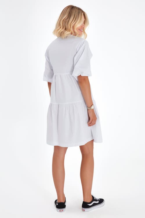 Accouchée Waterfall Tie Waist A-line Maternity/nursing Wrap Dress In Blue