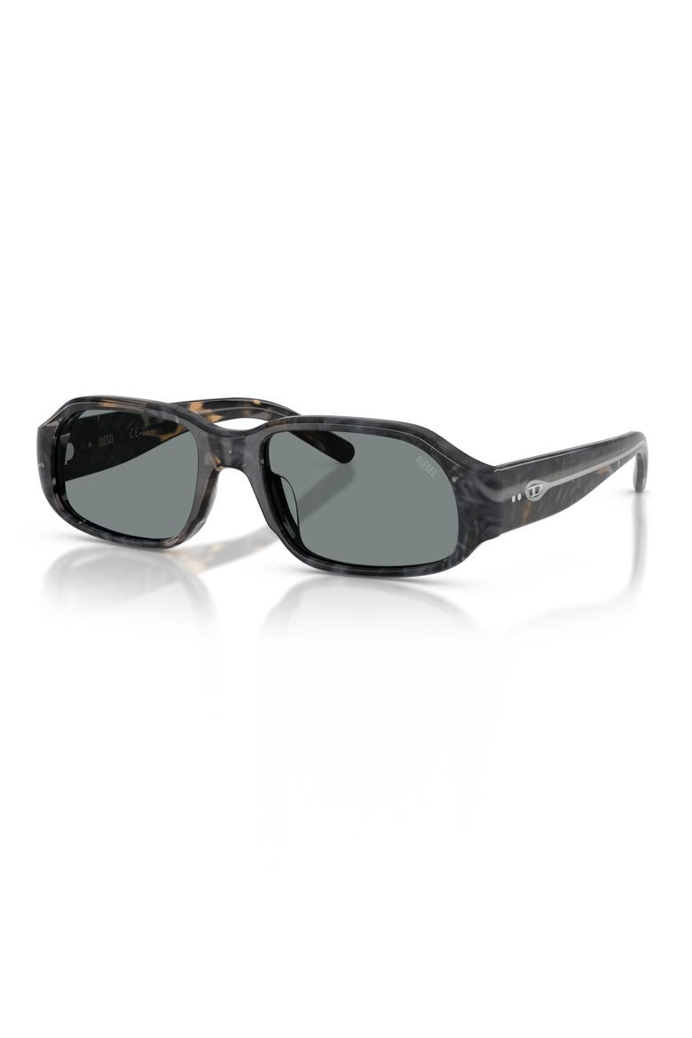 55mm Rectangular Sunglasses, Alternate, color, BROWN/ GREY HAVANA / GREY