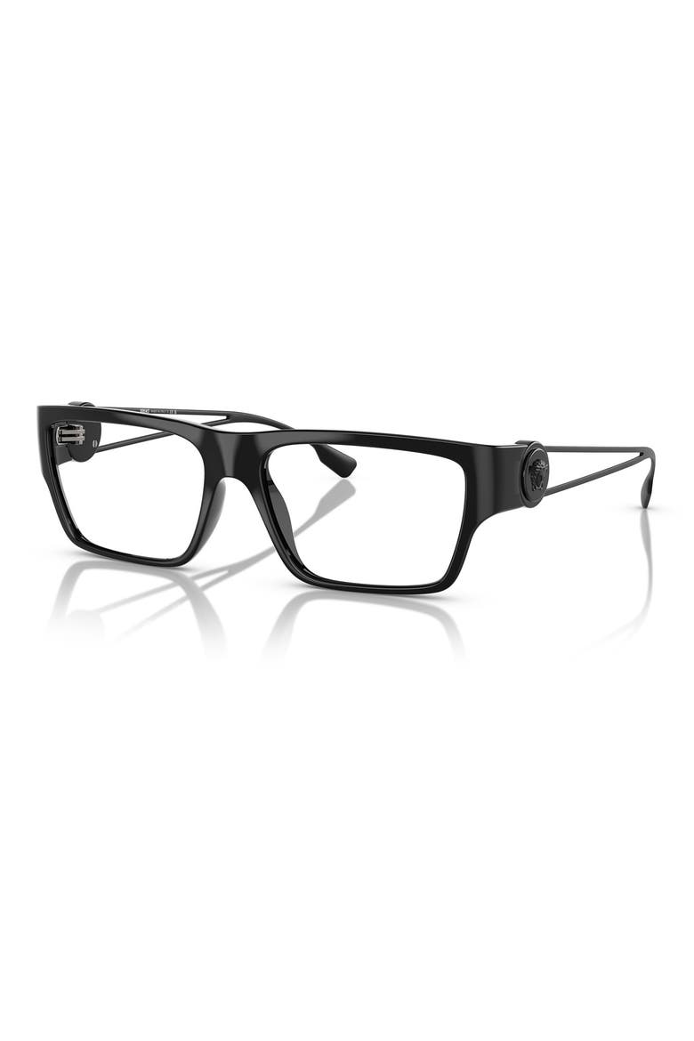 56mm Rectangle Optical Glasses, Alternate, color, BLACK