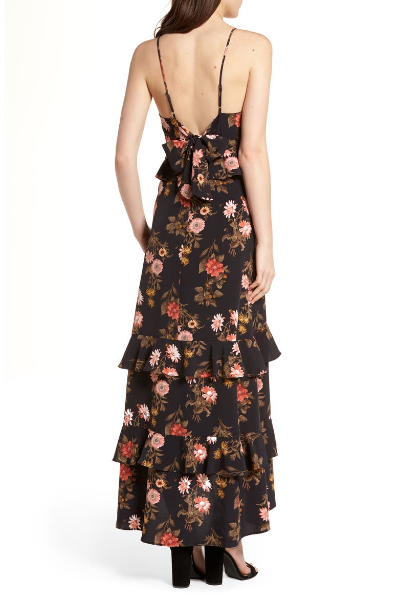 Tiered Maxi Dress, Alternate, color, BLACK FLORAL