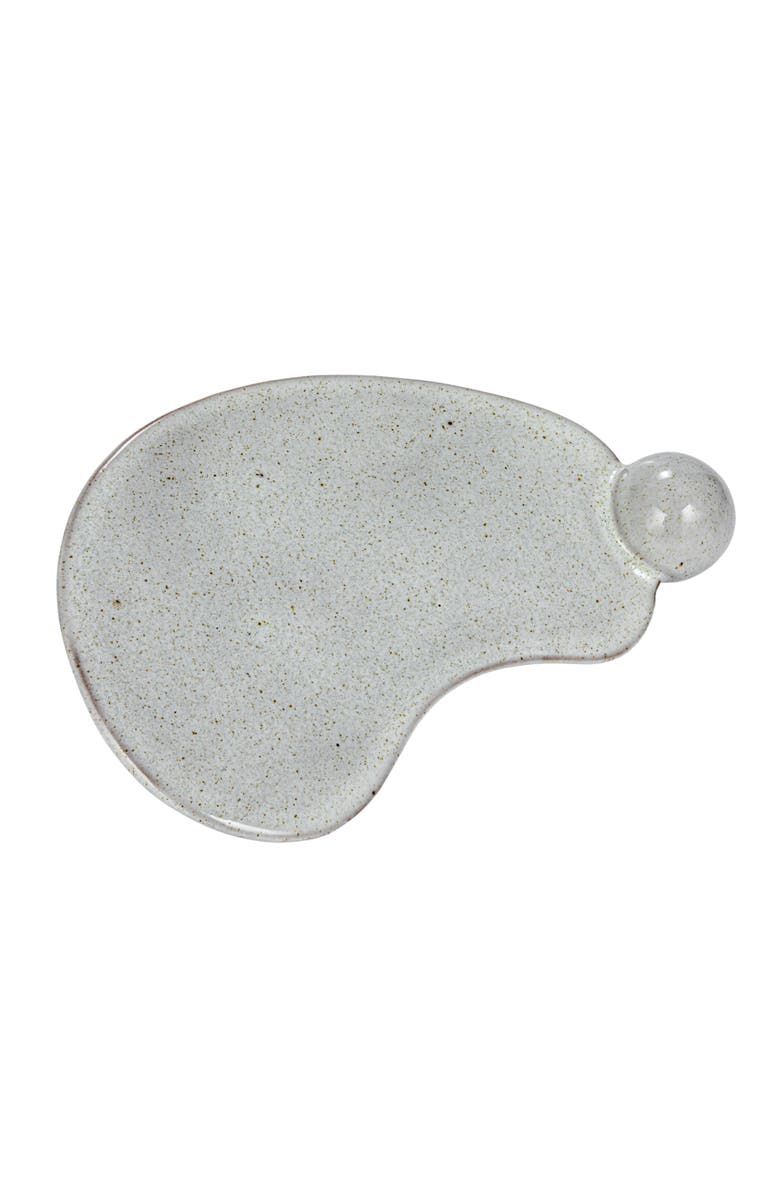 Storied Home Stoneware Tray with Ball and Reactive Glaze, Main, color, Cream