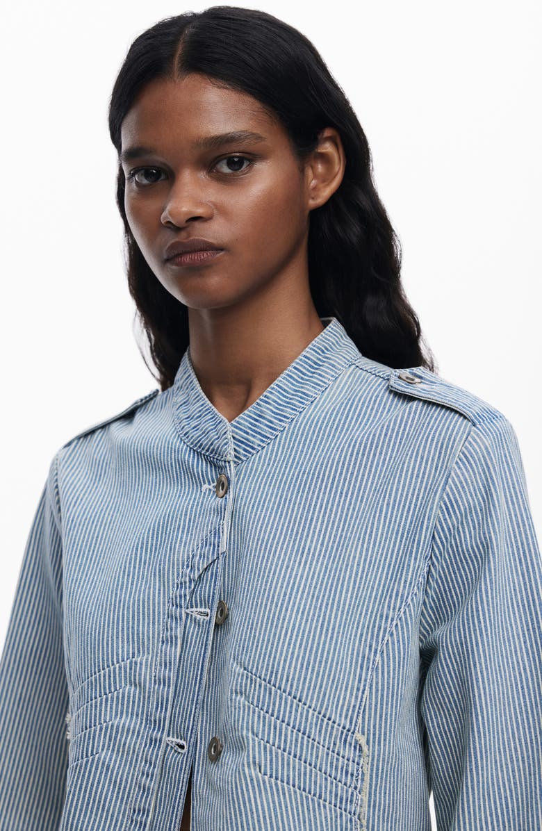 Desigual Stripe Cotton Blend Denim Jacket, Alternate, color, 