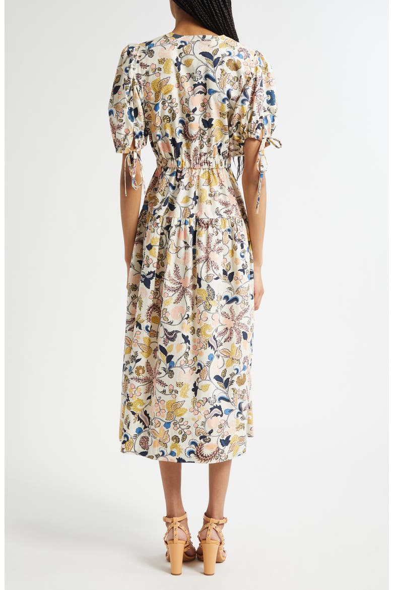 Paisley Floral Cotton Midi Dress, Alternate, color, MAGNOLIA