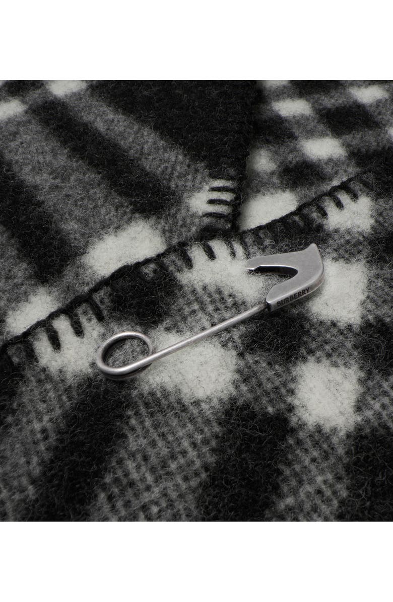 Burberry Hooded Check Wool Scarf, Alternate, color, Black
