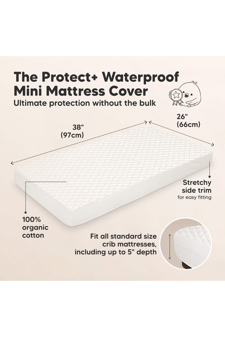 1-Pack Mavy Protect+ Waterproof Mini Crib Mattress Protector, Alternate, color, Soft White