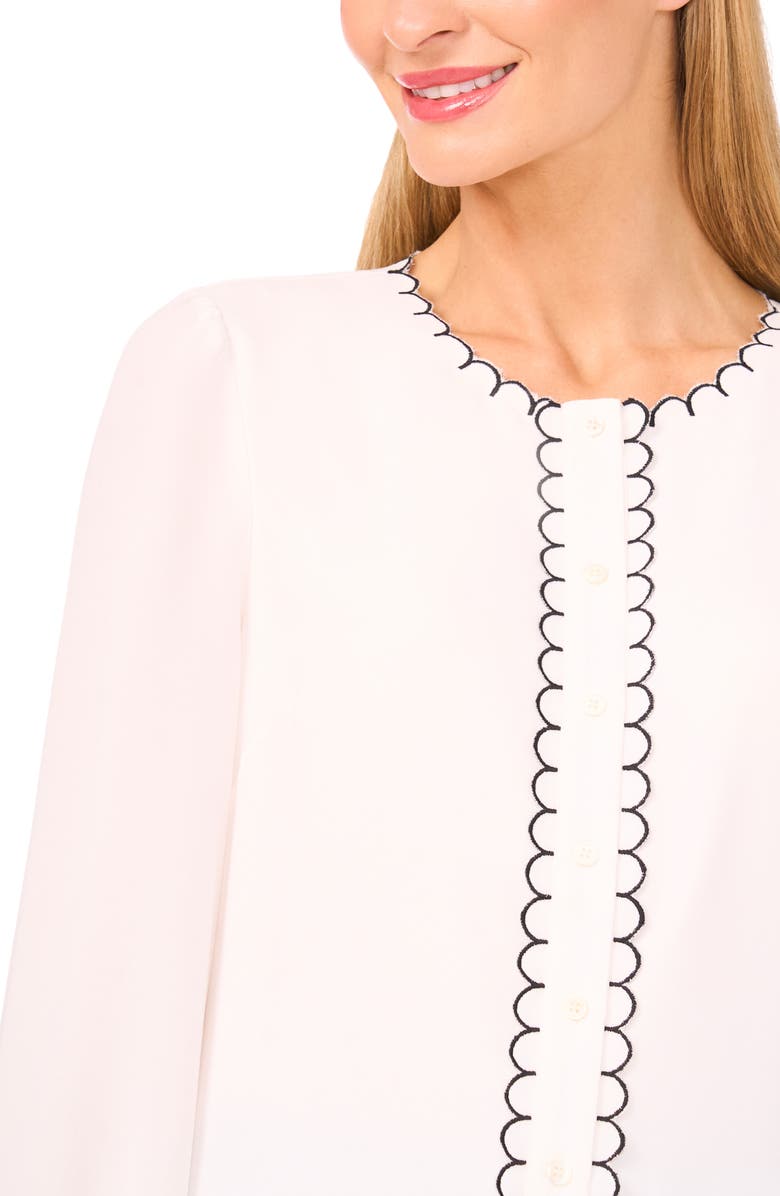 CeCe Scallop Detail Top, Alternate, color, New Ivory