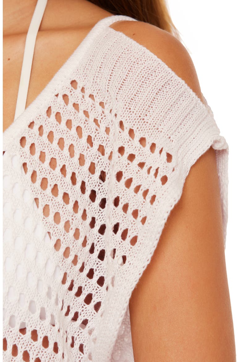 Playa Open Stitch Cover-Up Minidress, Alternate, color, WHITE