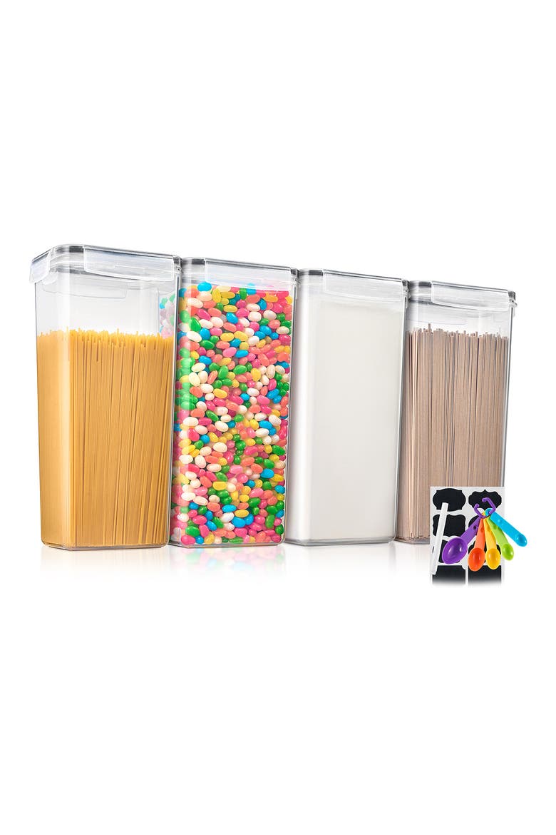 4-Pack Airtight Dry Food Storage Containers, Alternate, color, CLEAR