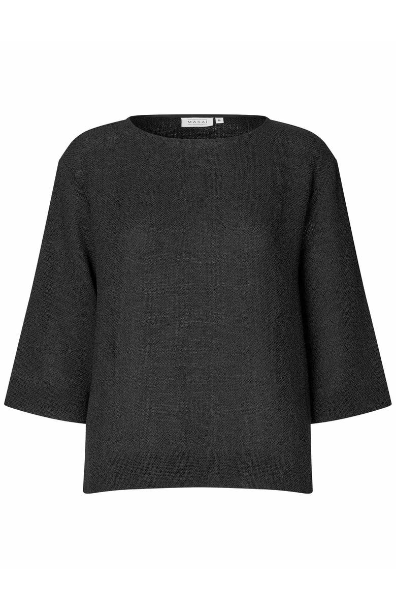 Masai Copenhagen MaDarmi 3/4 Sleeve Round Neck Top, Alternate, color, Black