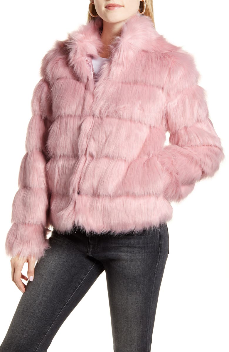Rachel Parcell Faux Fur Tiered Coat, Alternate, color, 
