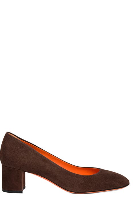Women's suede low-heel pump