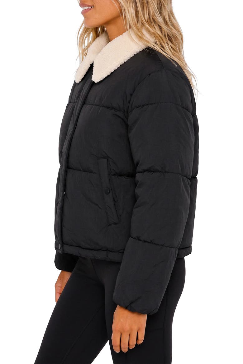 Ryan Faux Fur Collar Puffer Jacket, Alternate, color, BLK