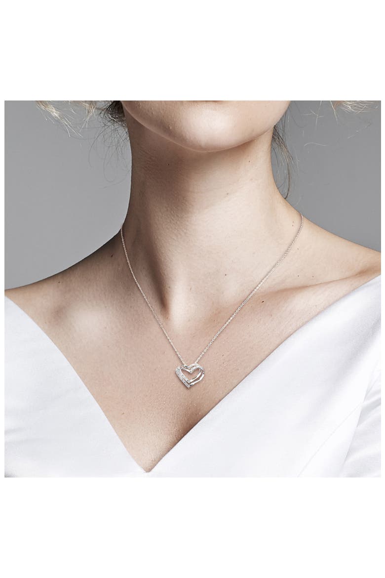 Diamond Heart Pendant Necklace & Stud Earrings Set, Alternate, color, SILVER