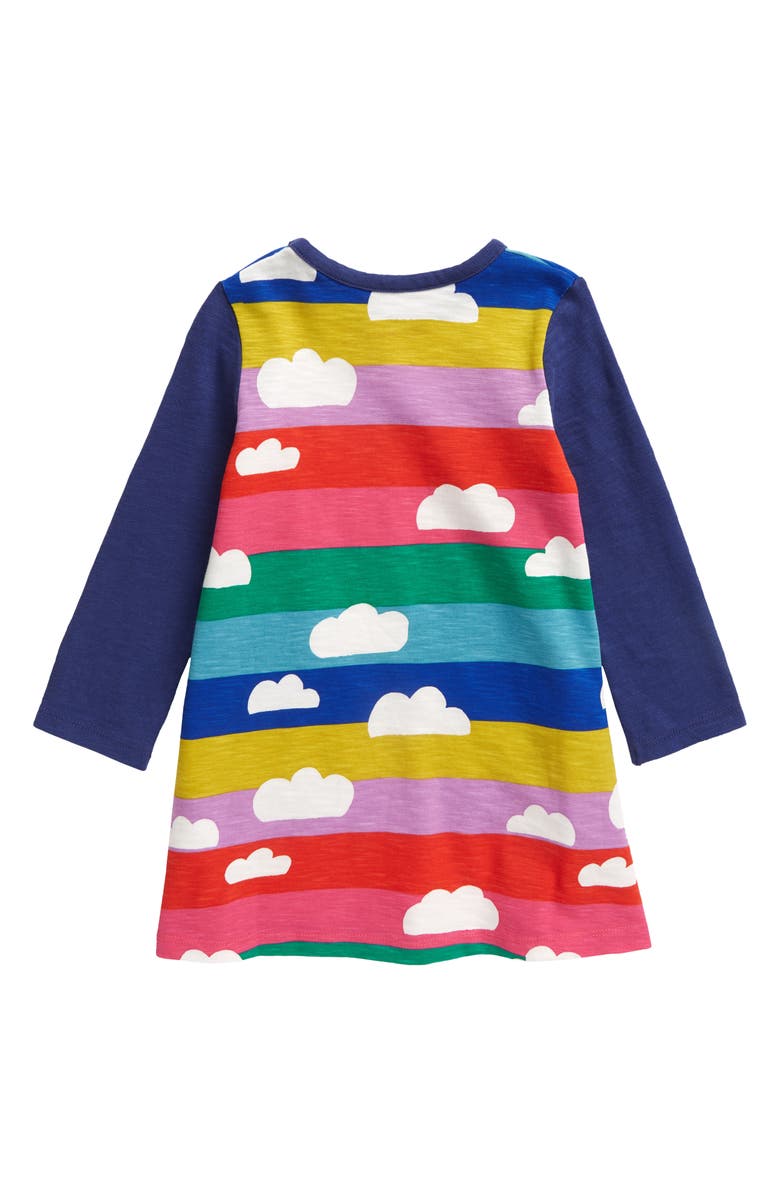 Mini Boden Kids' Fun Pocket Rainbow Jersey Dress, Alternate, color,