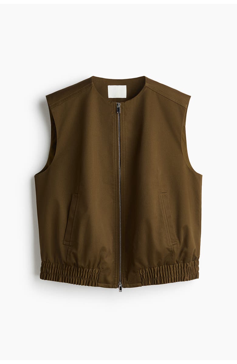H&M Twill Gilet, Main, color, Dark Golden Olive
