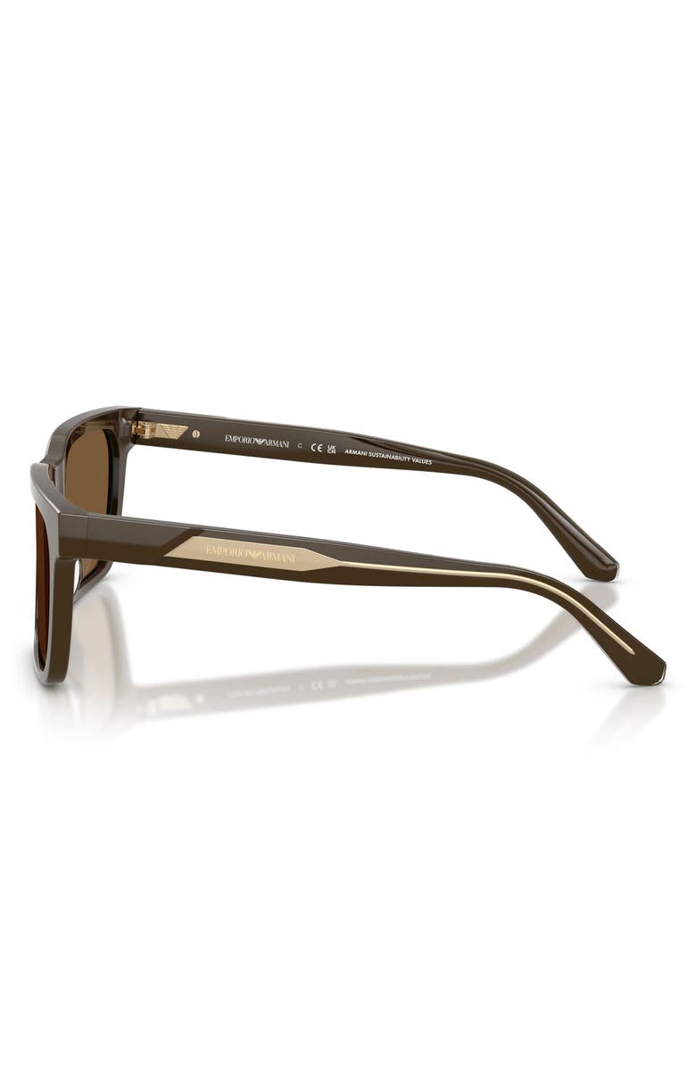 Emporio Armani 57mm Square Sunglasses, Alternate, color, Shiny Brown / Brown