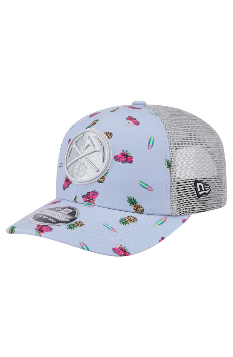 New Era Men's New Era Light Blue/Gray Denver Nuggets Adventure Aloha Pattern 9SEVENTY Stretch-Snap Hat, Main, color, 