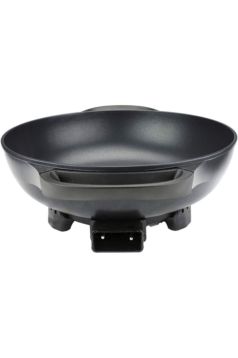 13" Flat Bottom Electric Wok Skillet w/ Glass Lid Black, Alternate, color, Black