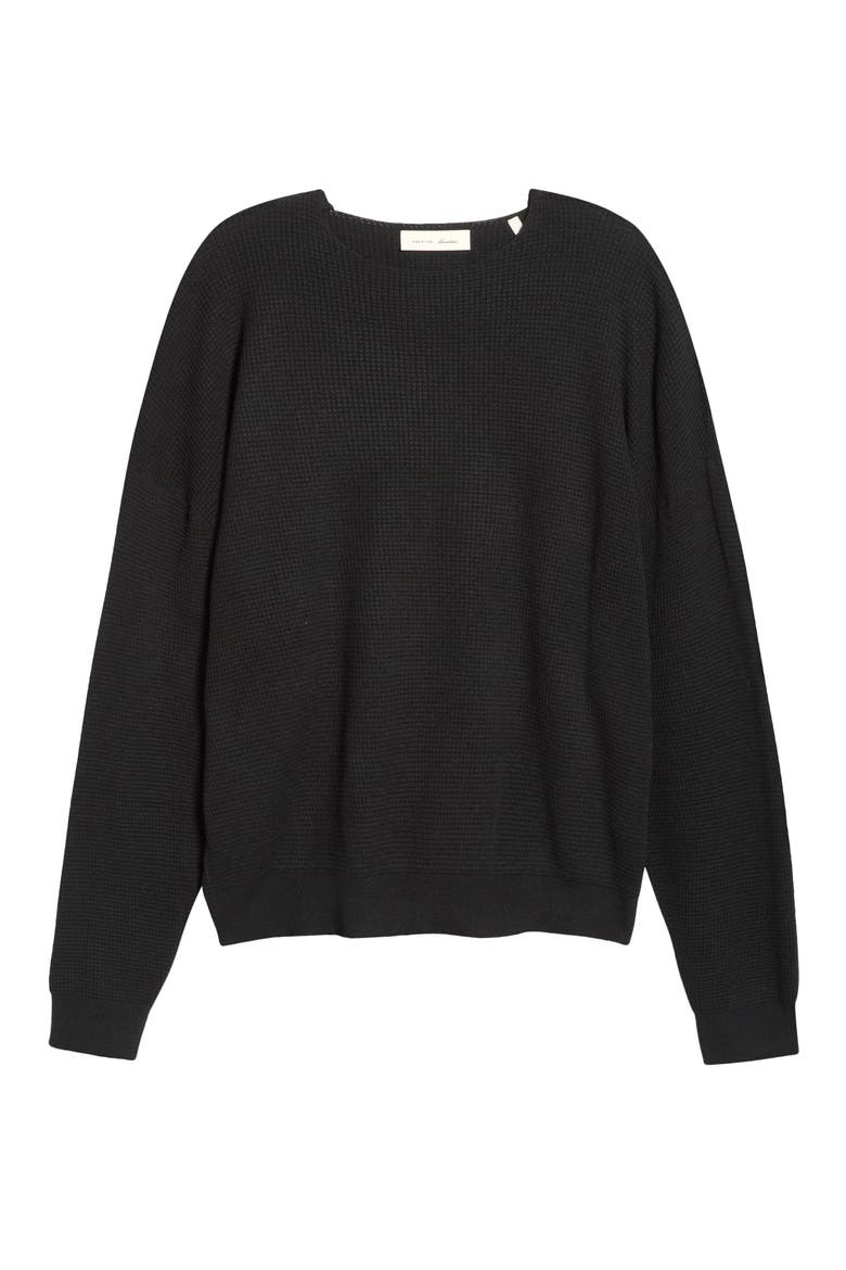 Signature Waffle '90s Crewneck Sweatshirt, Alternate, color, VINTAGE BLACK