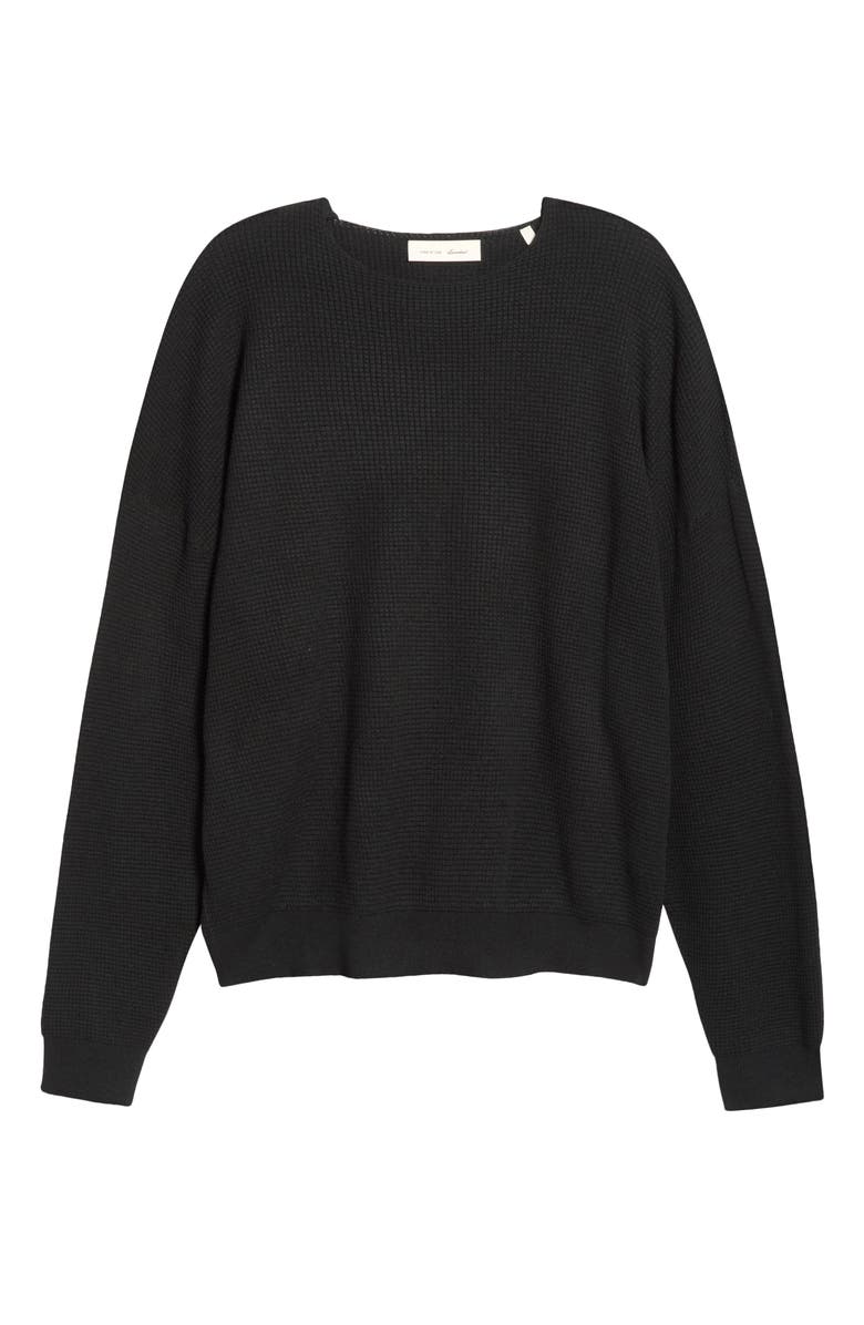 Fear of God Essentials Signature Waffle '90s Crewneck Sweatshirt, Main, color, Vintage Black