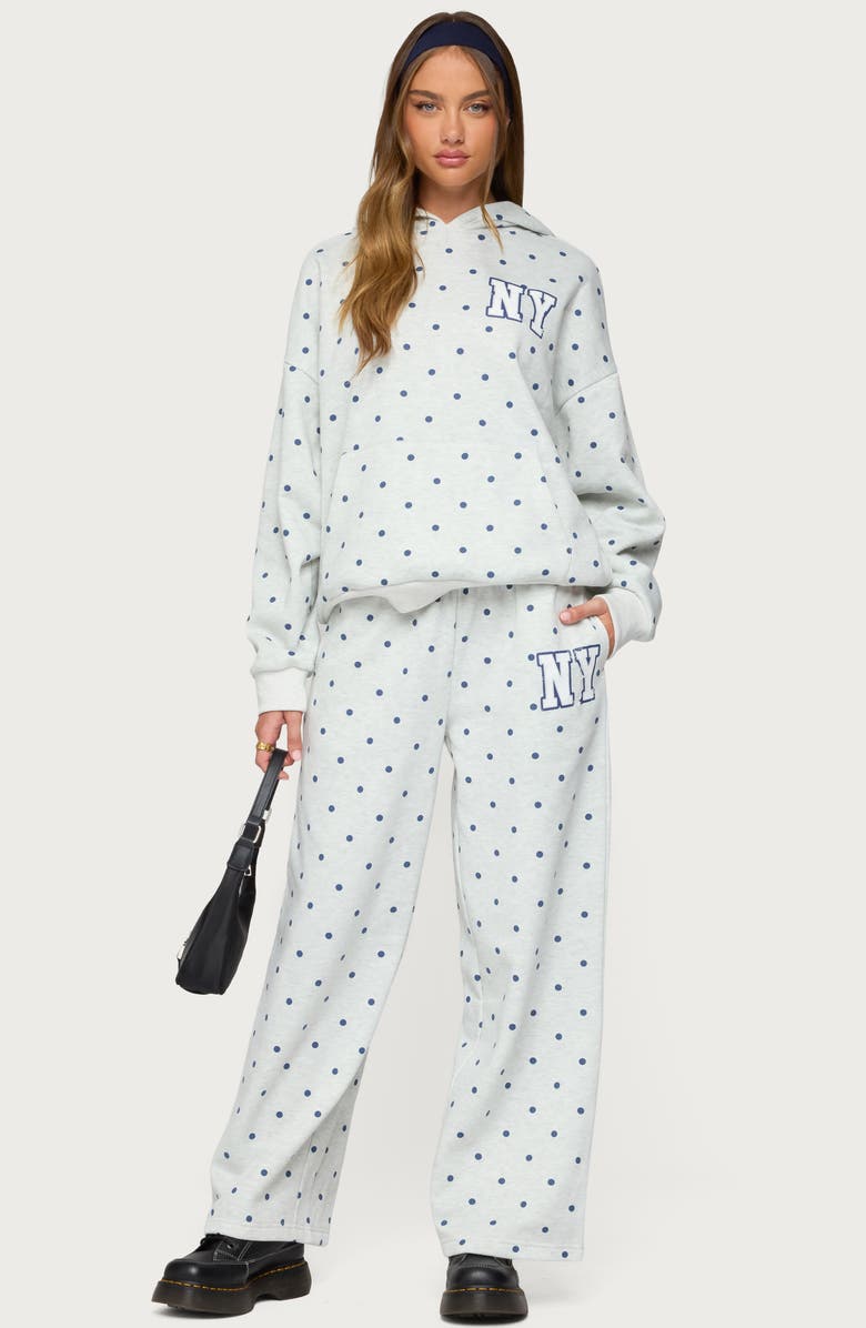 EDIKTED NY Babe Polka Dot Sweatpants, Alternate, color, Gray-Melange