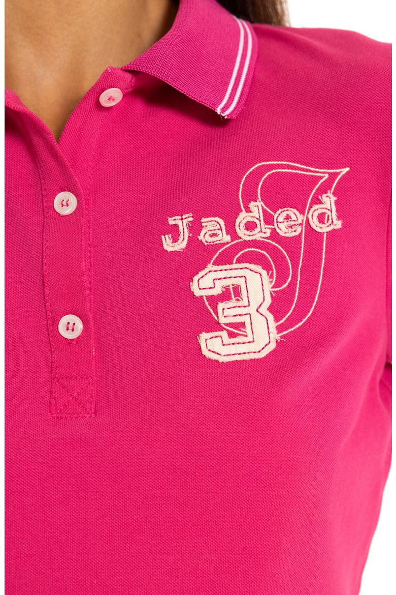 Embroidered Cropped Polo, Alternate, color, PINK