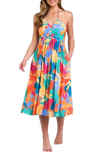 La Blanca Fantasy Resort Halter Midi Dress In Multi Color In Multi