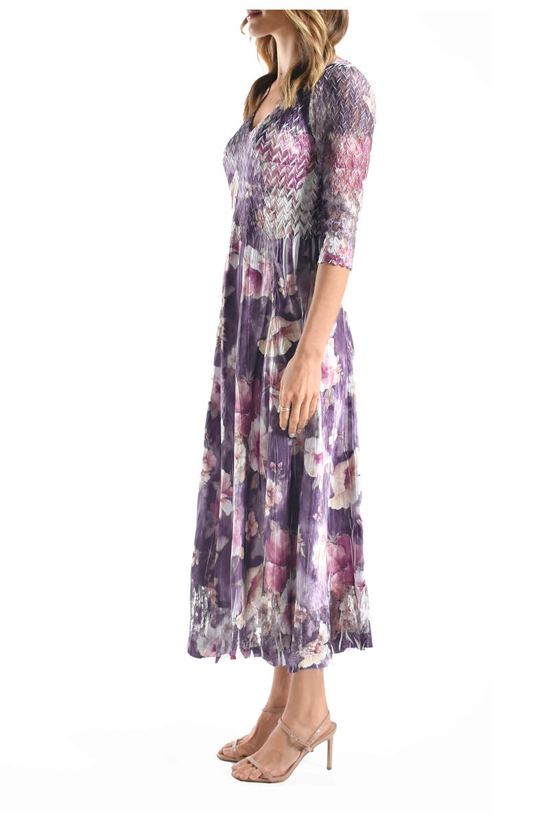 Komarov Dramatic Floral  Dress with Lace Sleeves, Alternate, color, Morning Glory