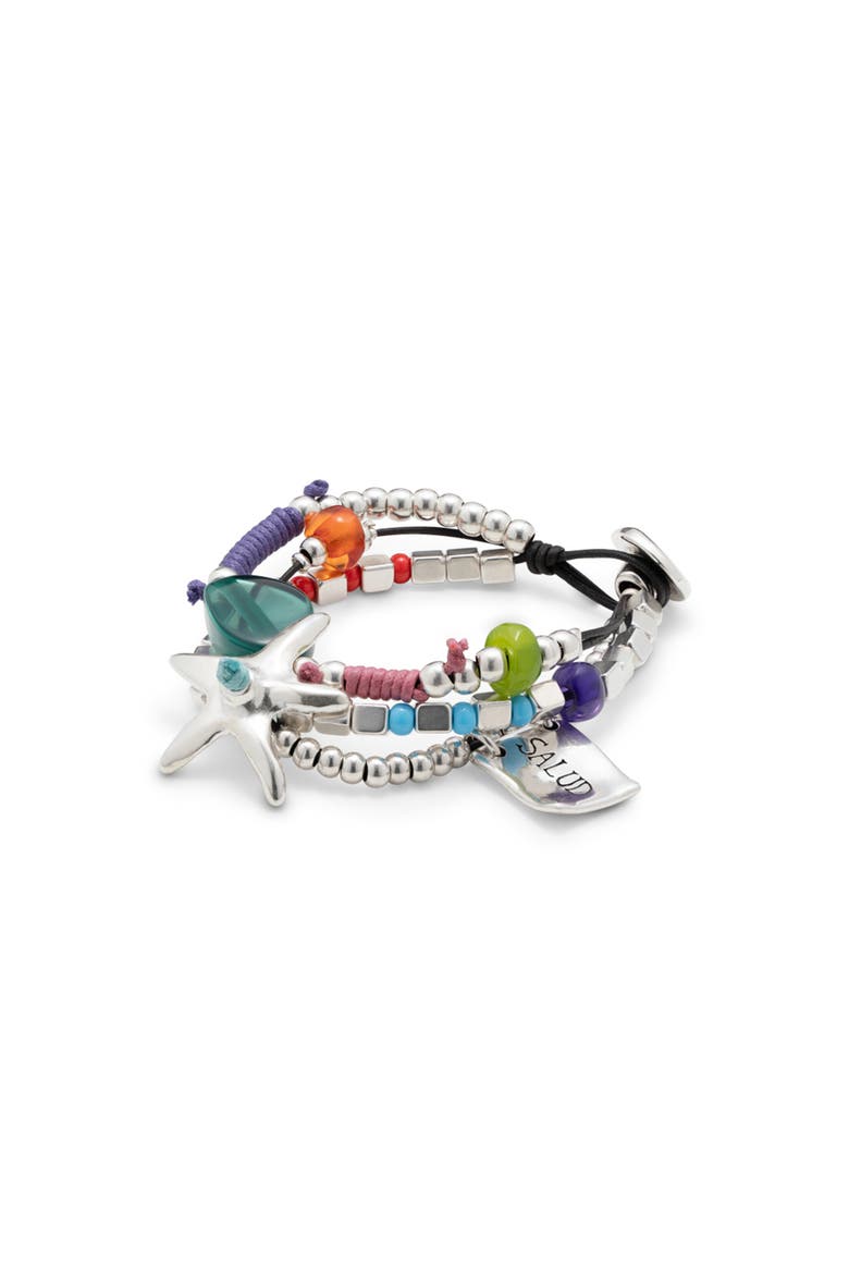 Silver-Plated Beaded Bracelet with Beads and a Star, Alternate, color, Silver