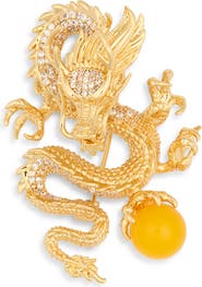EYE CANDY LOS ANGELES Margot Cubic Zirconia Dragon Brooch