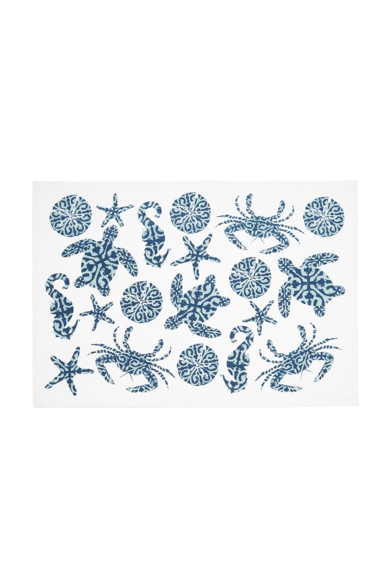 Stamped Seaside Placemats, Set of 6, 14" x 20", Alternate, color, White