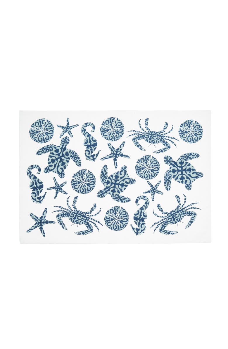 C&F Home Stamped Seaside Placemats, Set of 6, 14" x 20", Alternate, color, White