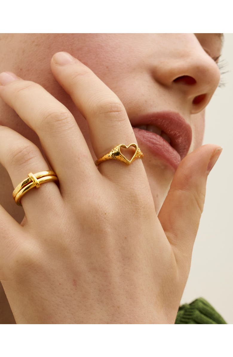 Ottoman Hands Outline Heart Stacking Ring, Alternate, color, Gold