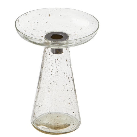 Leon Glass Taper Holder Lg Clear Clear Glass Everyday,Summer