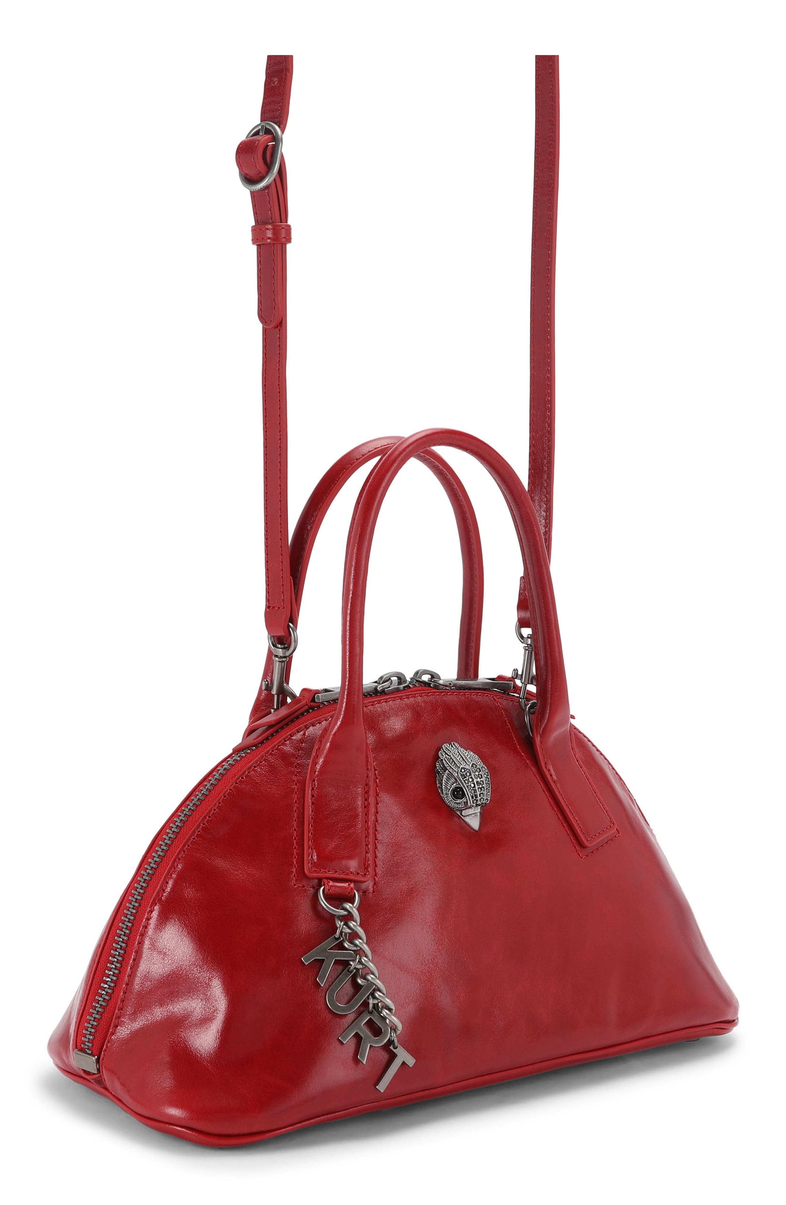 Sloane Leather Bowling Handbag, Alternate, color, RED