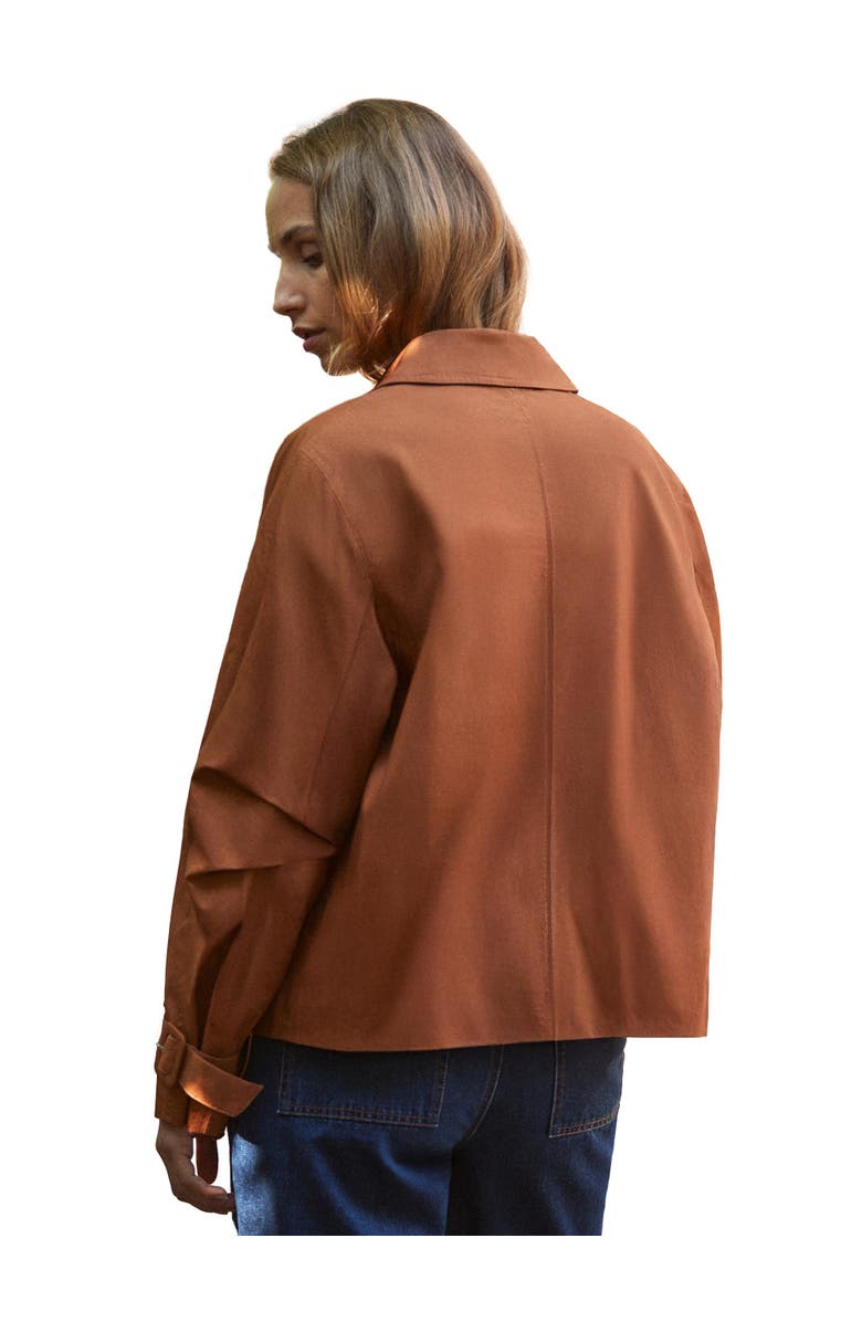 Ro&Zo Long Sleeve Short Trench Jacket, Alternate, color, Brown