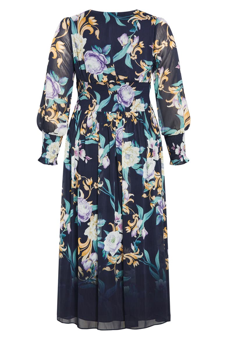 Nadia Floral Print Long Sleeve Maxi Dress, Alternate, color, NAVY FLORAL PRINT