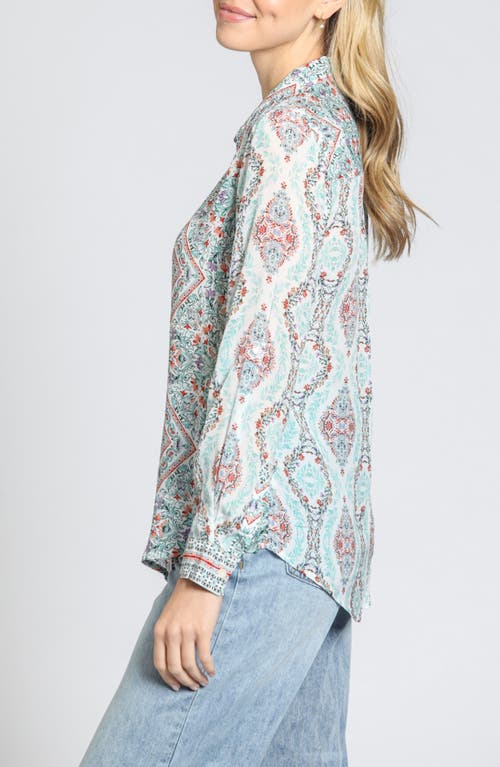 Apny Print Button-up Shirt In Green Multi