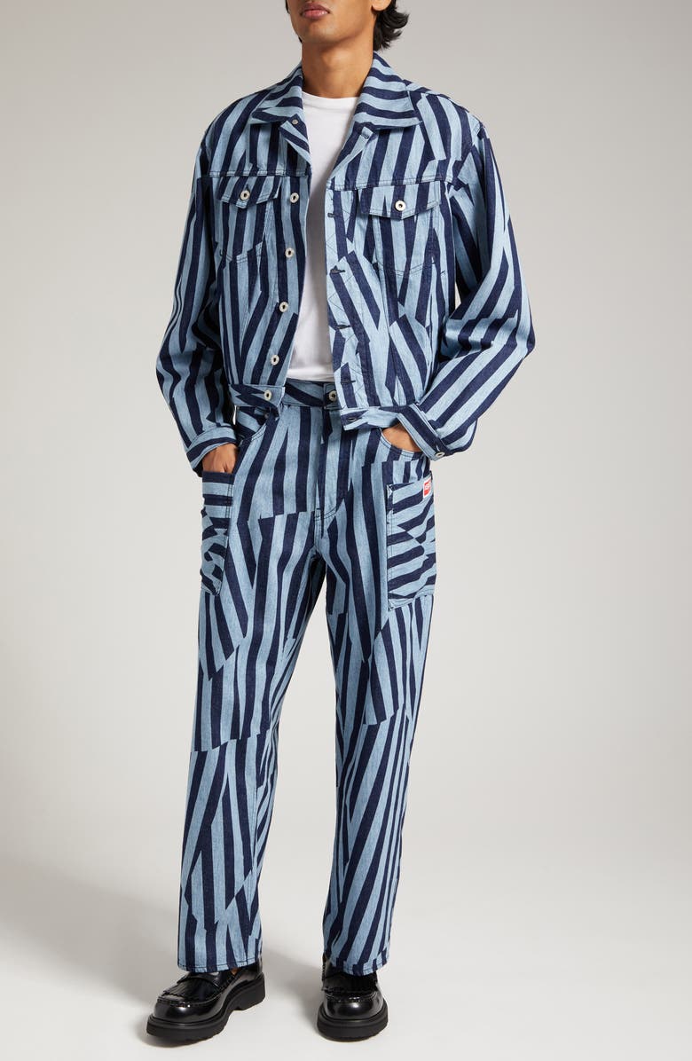 KENZO Dazzle Stripe Monkey Fit Cargo Jeans, Alternate, color,