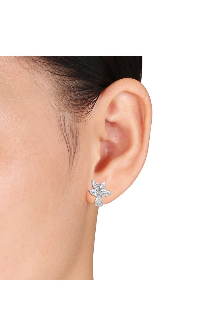 1ct. t.w. Lab-Grown Diamond Cluster Drop Earrings 14k, Alternate, color, White Gold