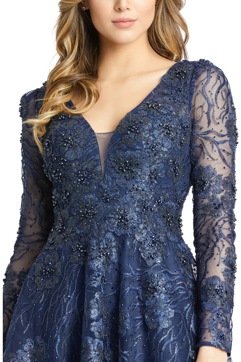 Floral Embroidered Sequin Midi Gown, Alternate, color, MIDNIGHT