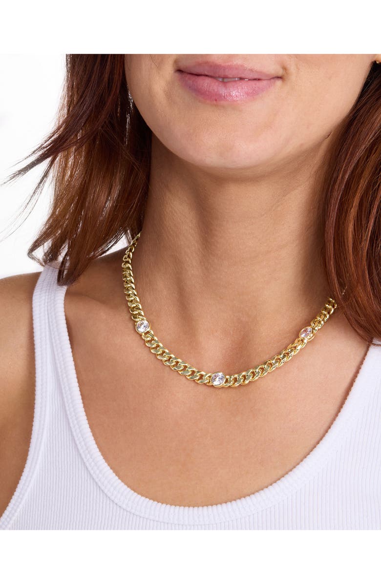 Melinda Maria Julian Triple Station Chain Necklace, Alternate, color, Gold-White