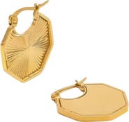 ADIBA Rays of Hexagon 18k Plated Stainless Steel Huggie Earrings