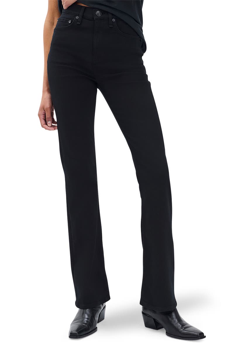 rag & bone Flexi Peyton Mid Rise Full Length Bootcut Jeans, Main, color, Black