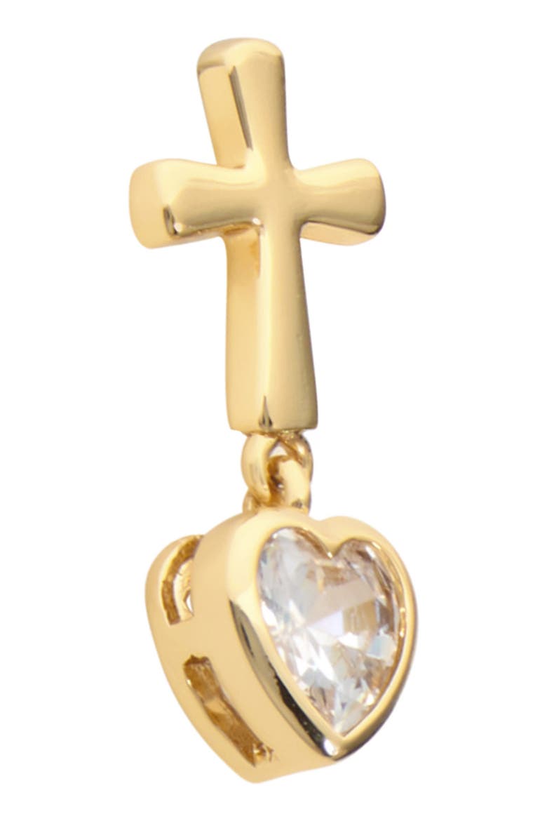 Cross Cubic Zirconia Heart Drop Earrings, Alternate, color, GOLD