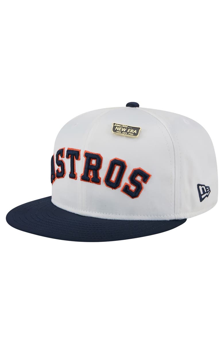 New Era Men's New Era White/Navy Houston Astros Satin 59FIFTY Fitted Hat, Alternate, color, White