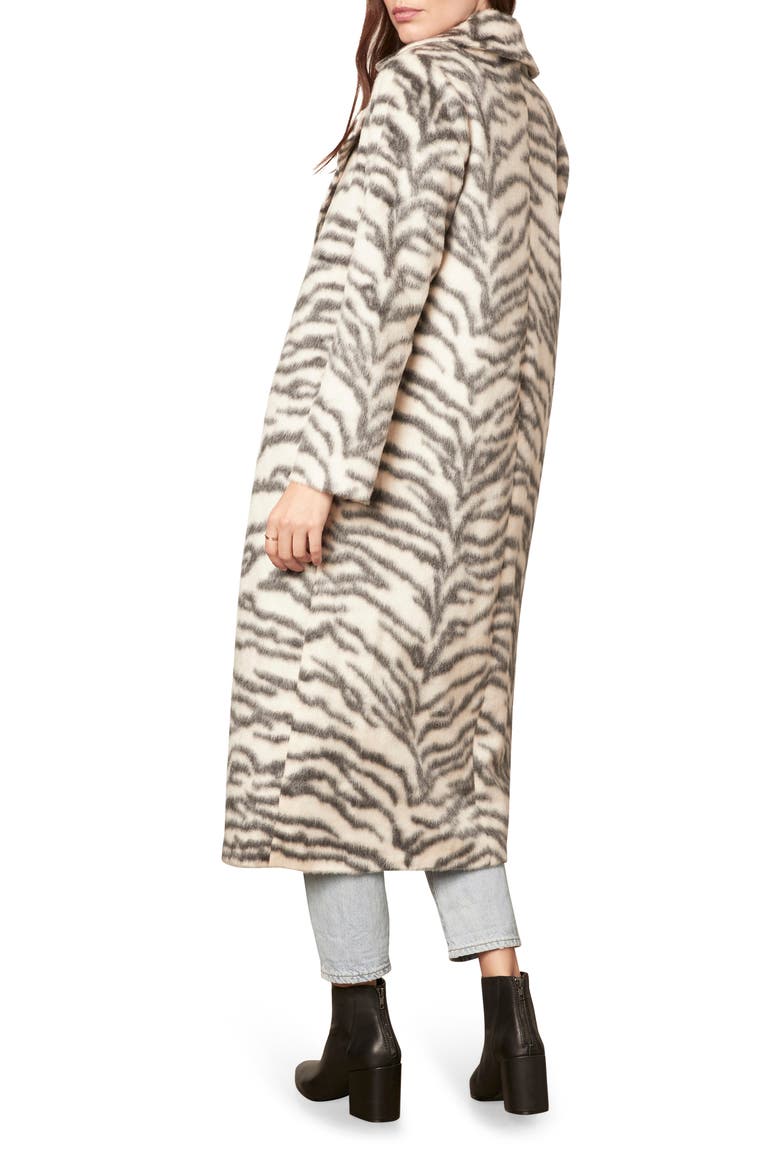 BB Dakota Zebra Print Faux Fur Cake Coat, Alternate, color, IVORY