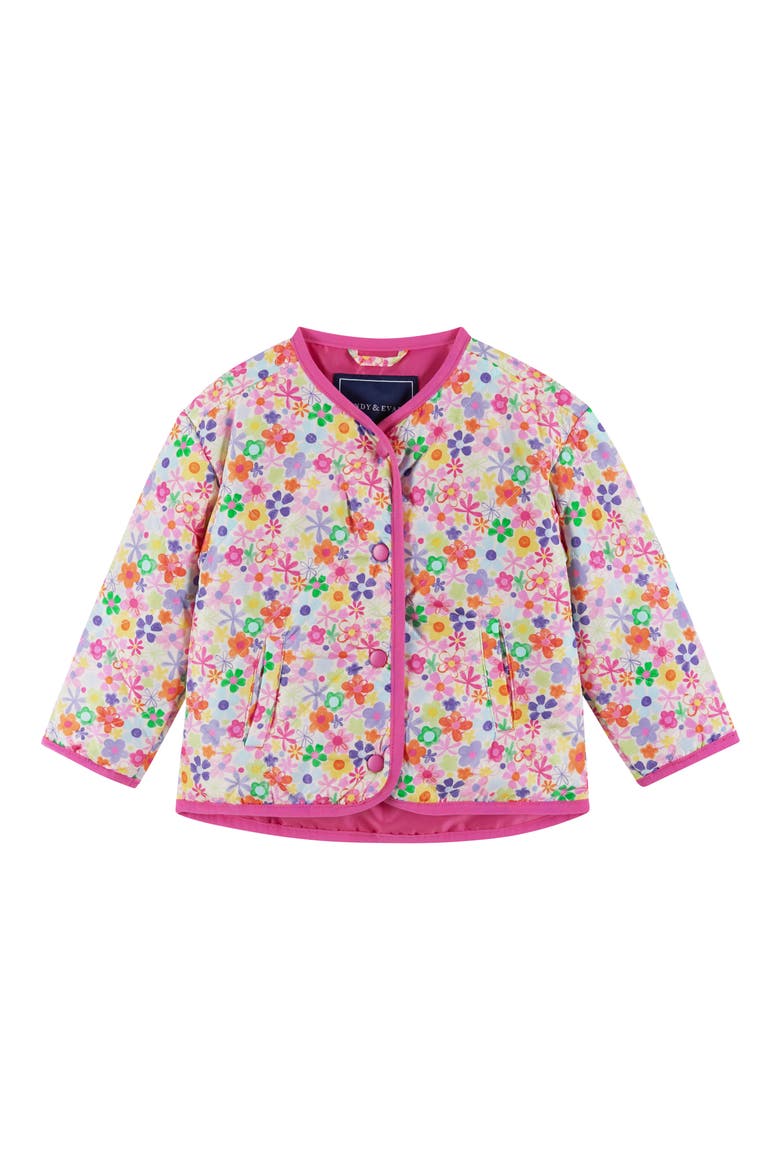 Floral Print Quilted Jacket, Main, color, PINK