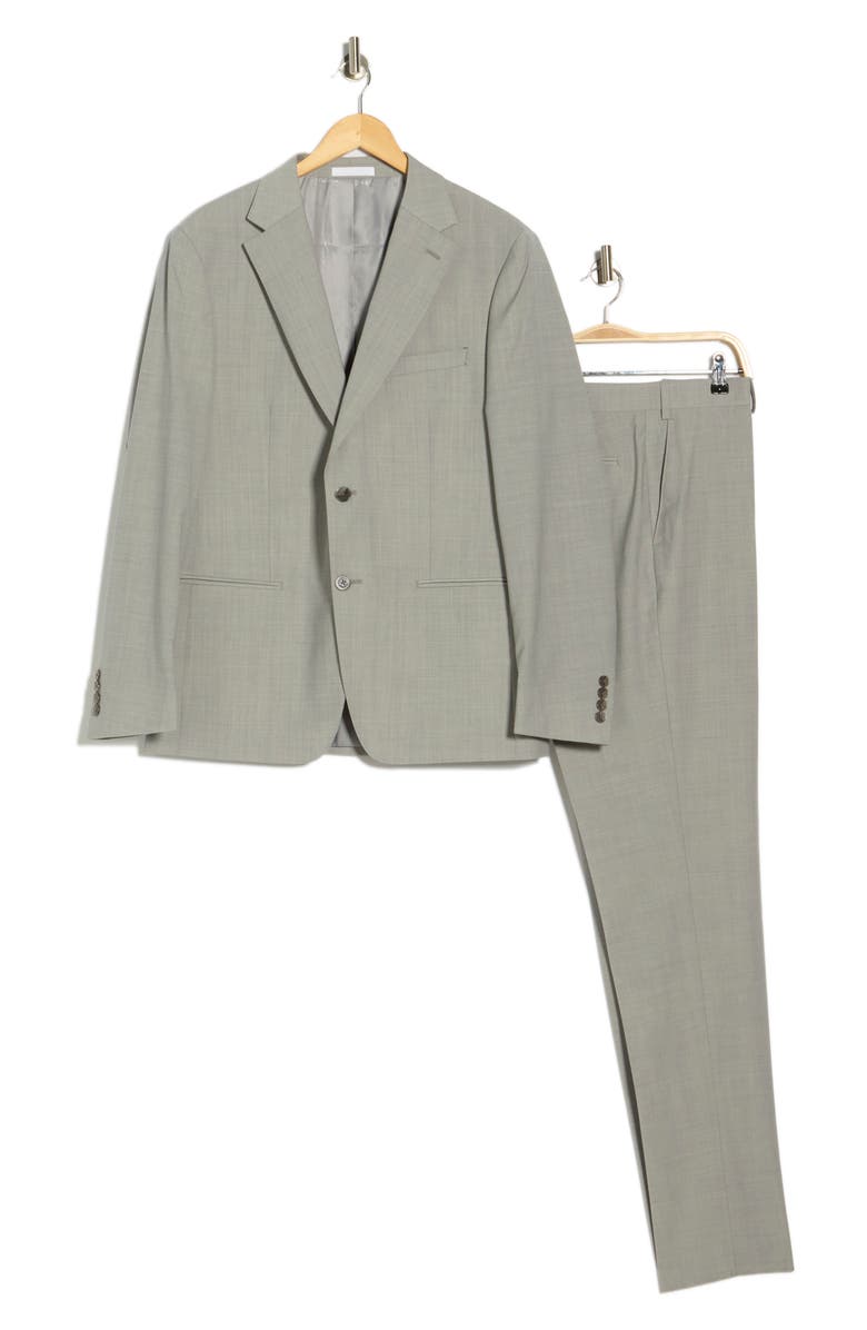 Calvin Klein Notch Lapel Wool Blend Suit, Main, color, Light Grey